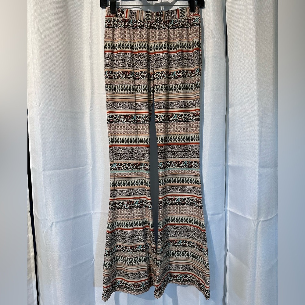 Patterned Stretch Flare Pants